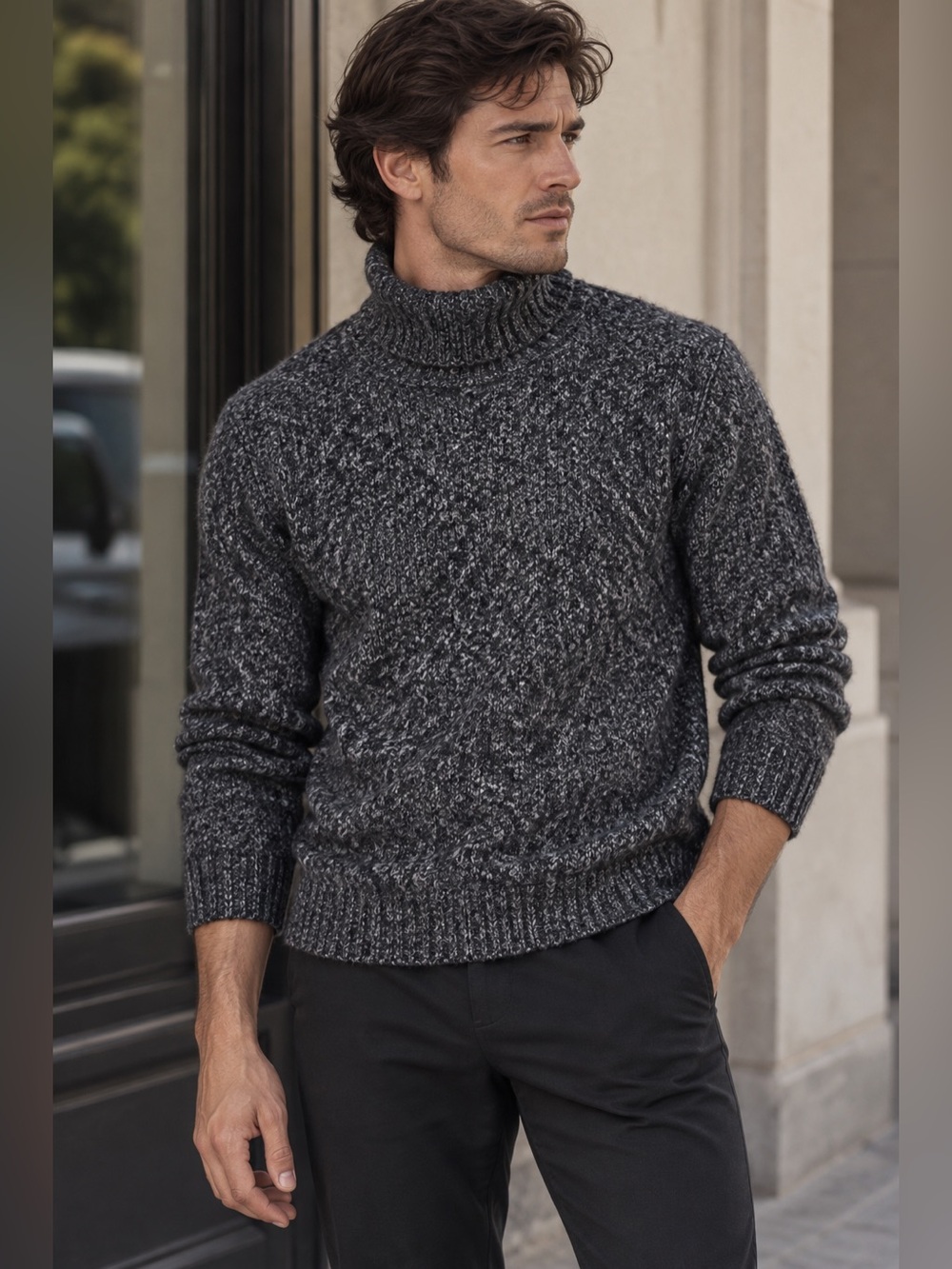 Express Marled Charcoal Turtleneck Sweater Sz M
